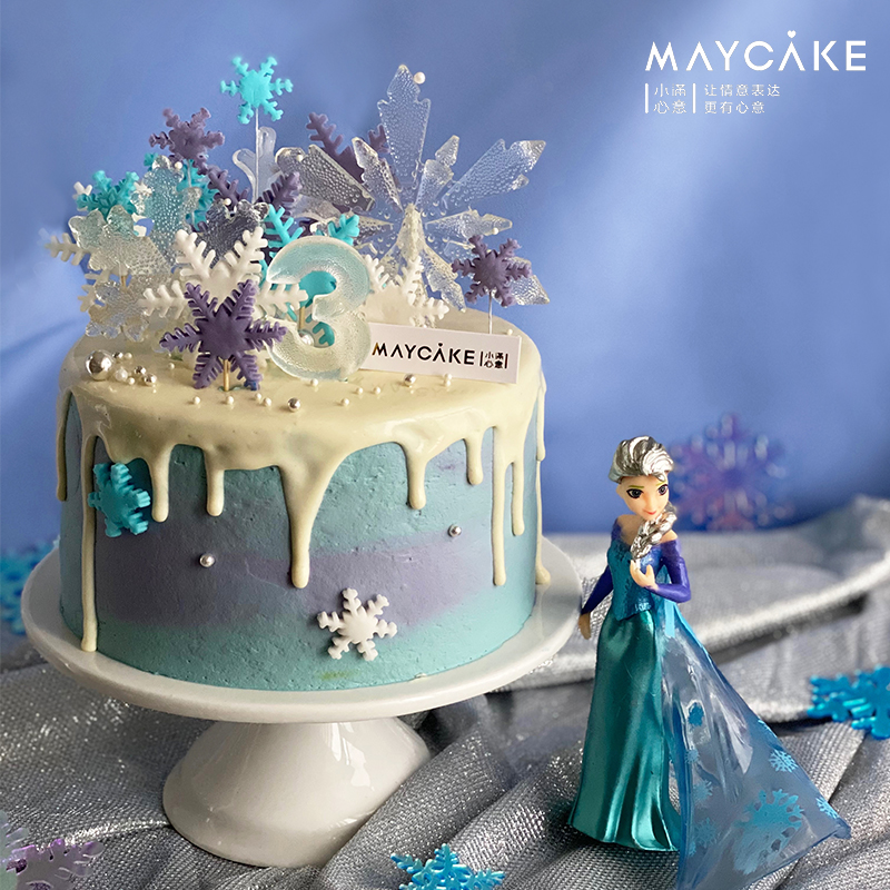 冰雪奇缘主题生日蛋糕 蓝紫色的童趣奇境，献给每一位“小满”与“小通”